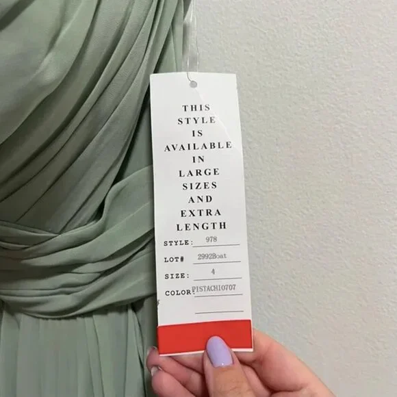 NEW NWT Bill Levkoff Strapless Maxi Gown In Pistachio Sage Green - Picture 9 of 11